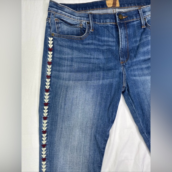 Driftwood Marilyn Jeans Embroidered Aztec Southwest Skinny Fit Blue Denim 31 - Picture 3 of 10